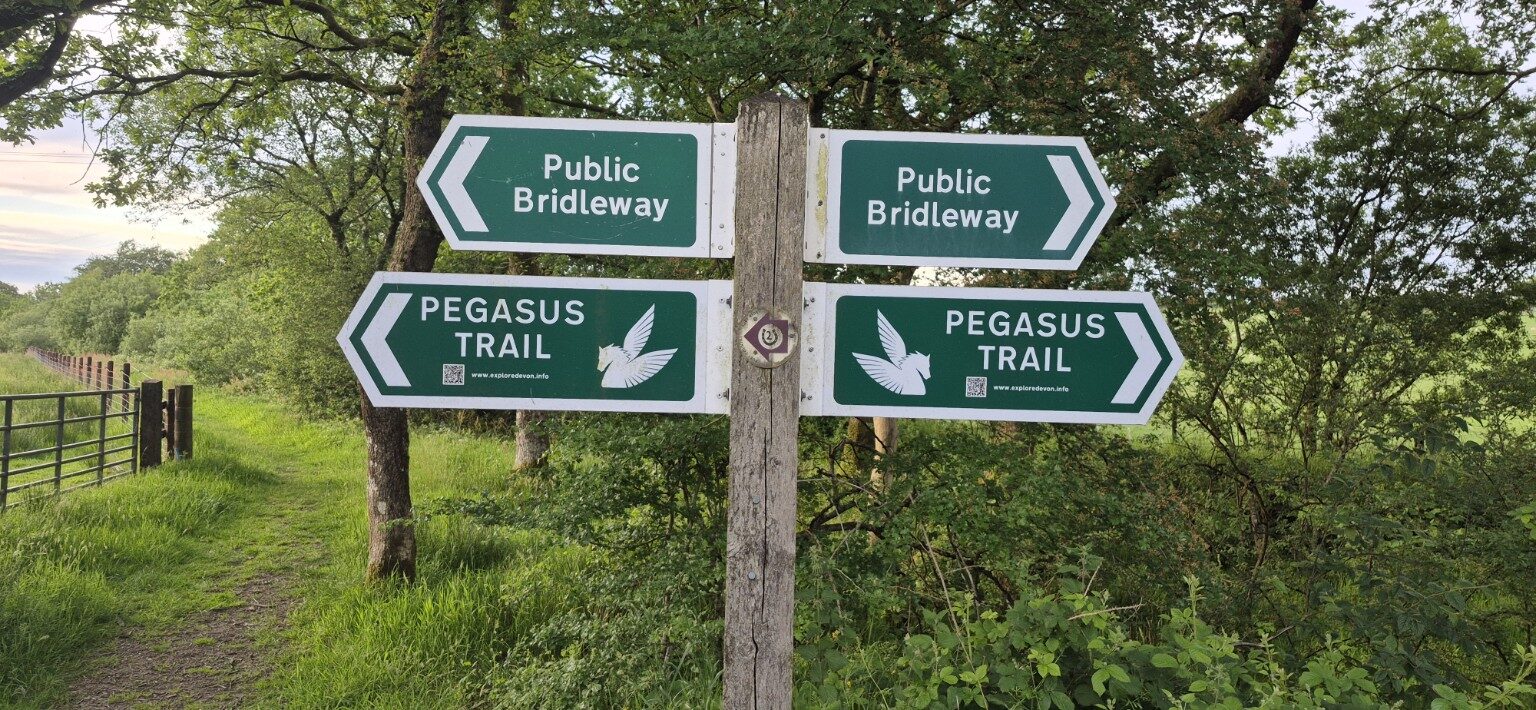 Public bridleway and Pegasus Trail signposts